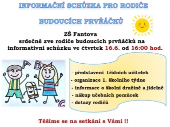 Informační schůzka pro rodiče budoucích prvňáčků 